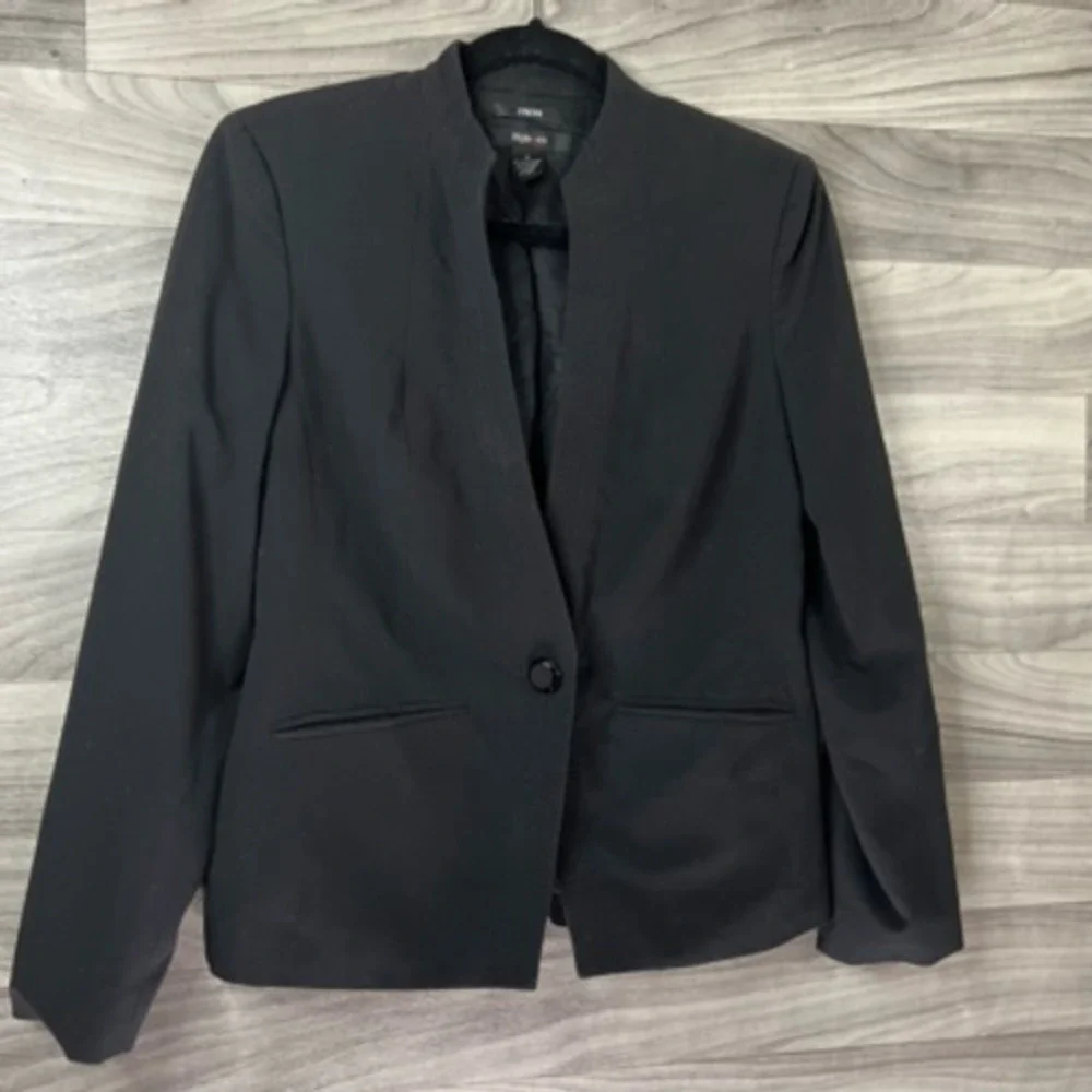 Style&co. Womens Blazer Jacket Black Single Button‎ Slash Pockets V Neck 4